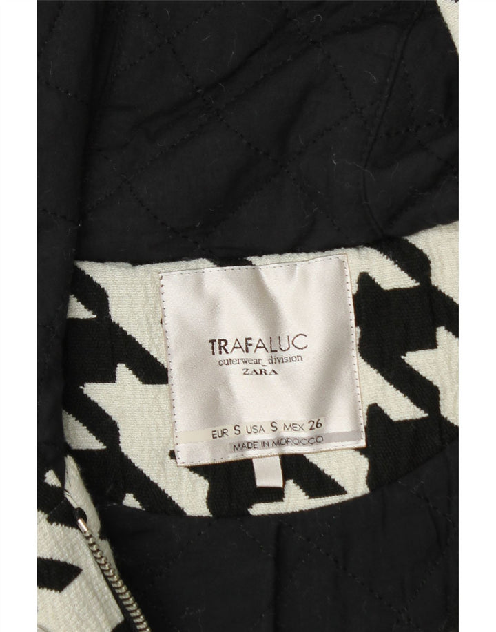 ZARA Womens Oversized Windbreaker Coat UK 10 Small White Houndstooth
