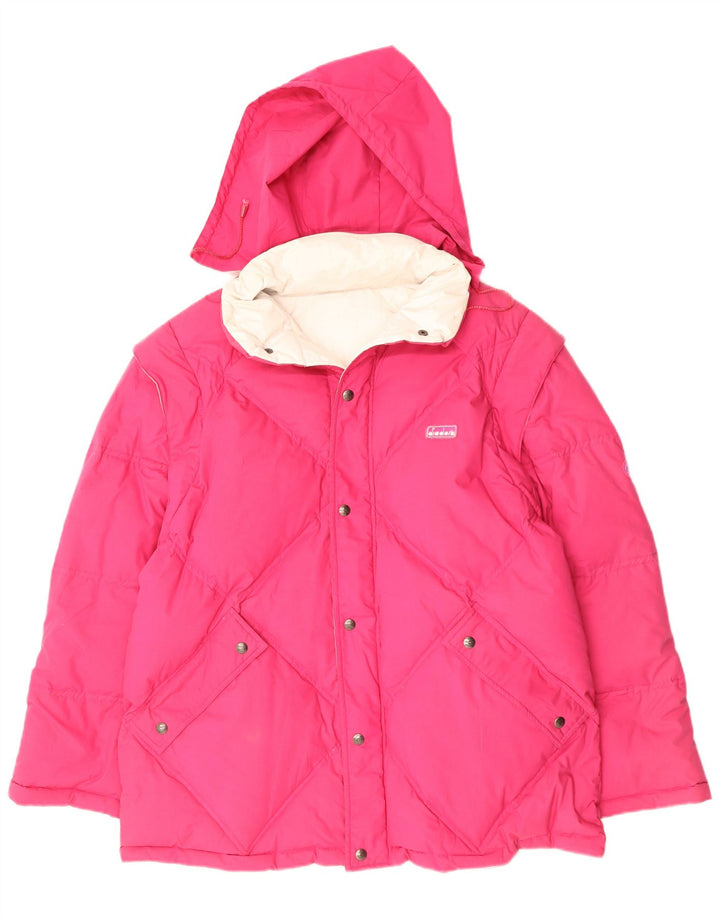 Diadora Mens Hooded Reversible Padded Jacket UK 40 Large Pink Polyester