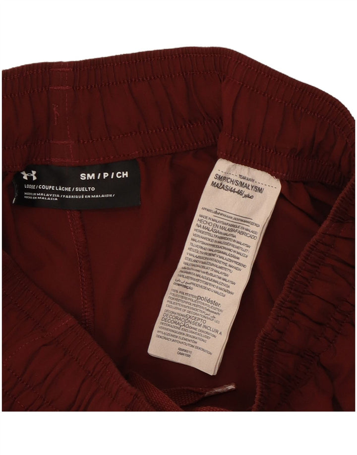 Under Armour Mens Graphic Sport Shorts Small Maroon Colourblock Polyester