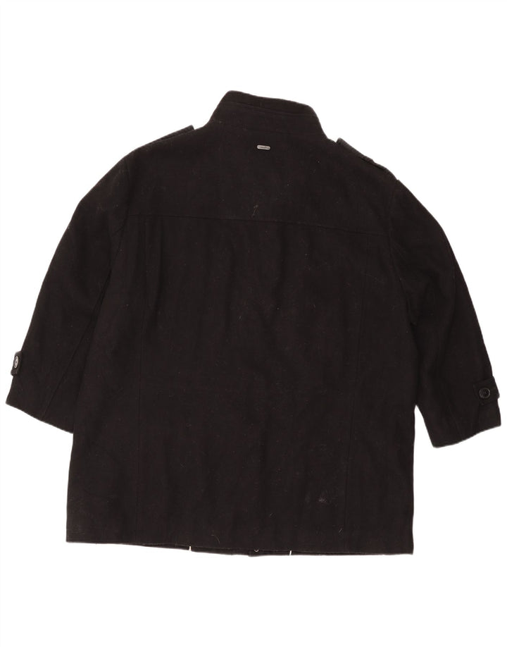 Calvin Klein Mens Military Jacket UK 42 XL Black Wool