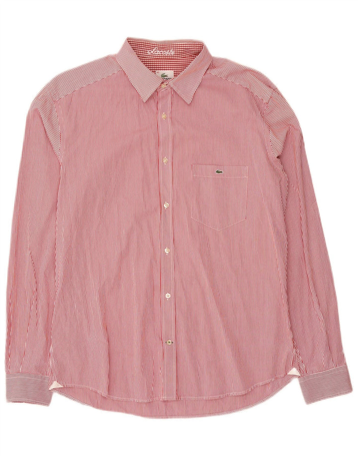 Lacoste Mens Shirt Size 42 Large Red Pinstripe Cotton