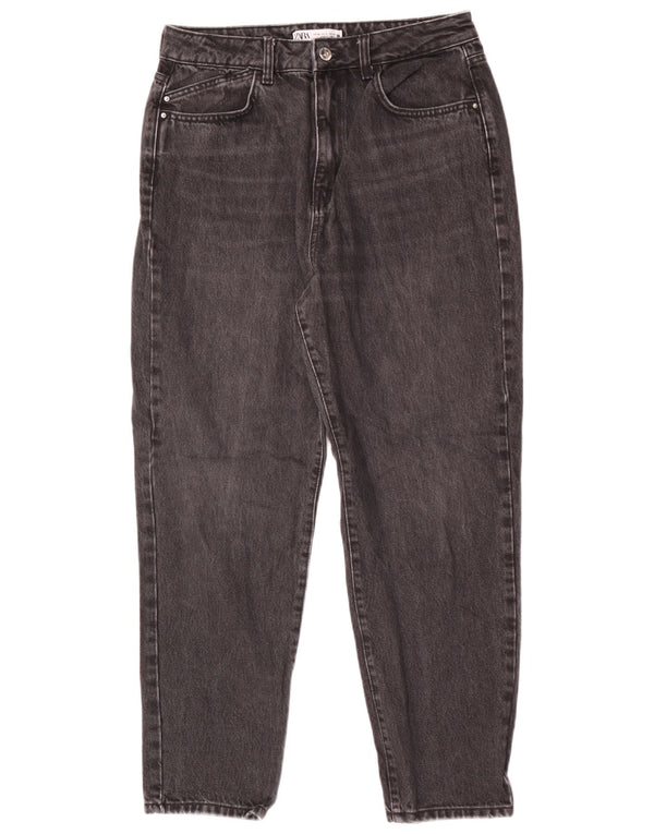 Zara Womens High Waist Tapered Jeans EU 40 Medium W30 L28 Black Cotton