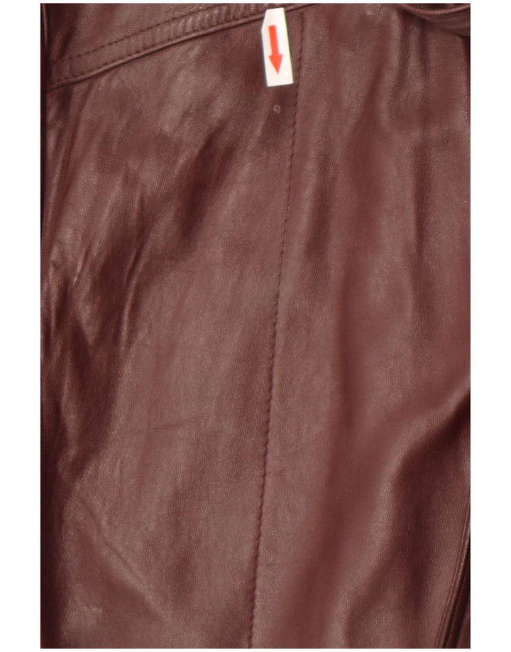 C & A Mens Military Leather Coat UK 40 Large Maroon Leather