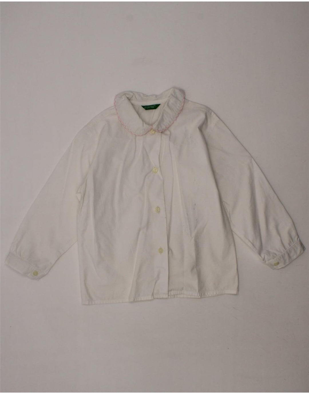 BENETTON Baby Girls Shirt 12-18 Months White Vintage Benetton and Second-Hand Benetton from Messina Hembry 