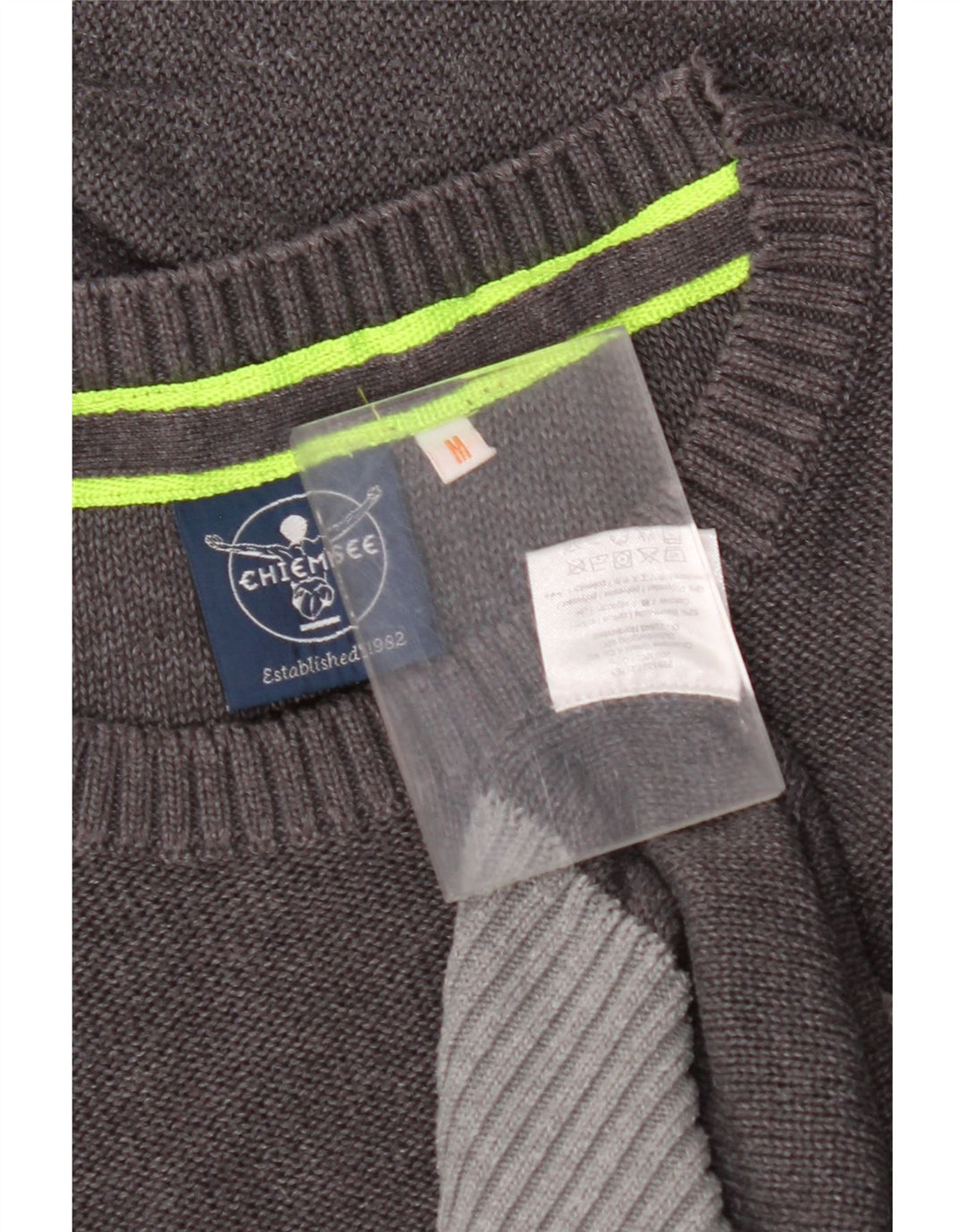 CHIEMSEE Mens Crew Neck Jumper Sweater Medium Grey Colourblock Cotton