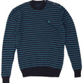 JACK WILLS Mens Crew Neck Jumper Sweater Small Navy Blue Striped Wool