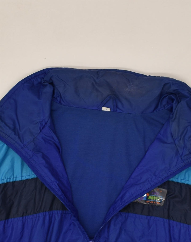 BRUGI Mens Hooded Rain Jacket UK 40 Large Blue Colourblock | Vintage Brugi | Thrift | Second-Hand Brugi | Used Clothing | Messina Hembry 