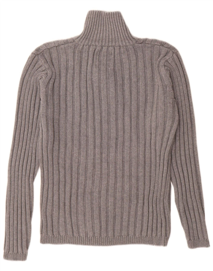 Jack & Jones Mens Button Neck Jumper Sweater Small Grey Cotton