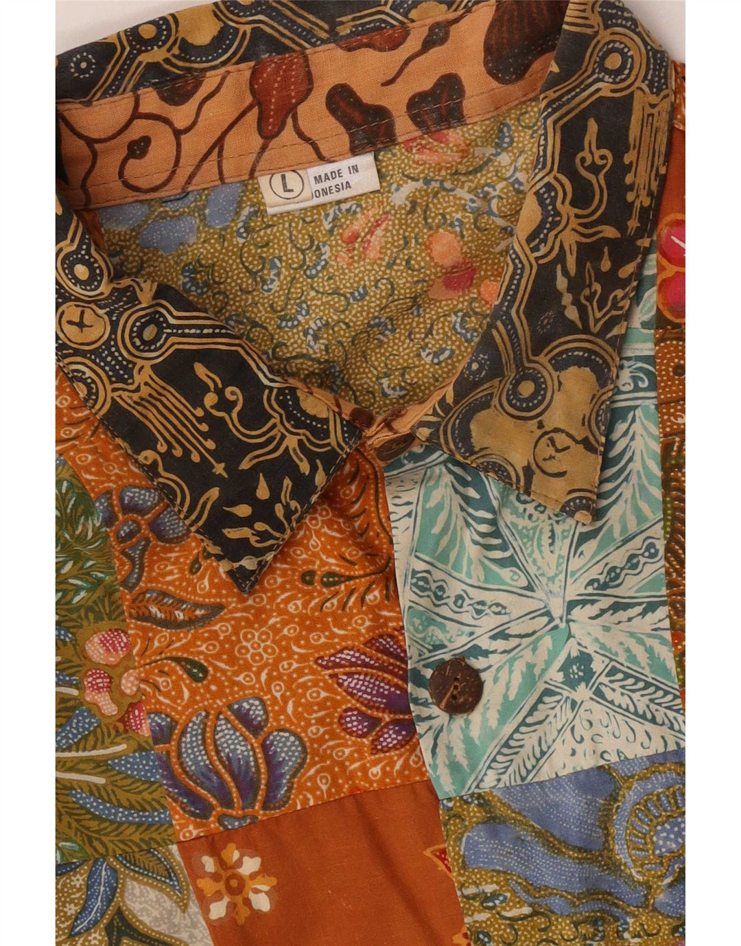Vintage Mens Shirt Large Multicoloured Patchwork Cotton