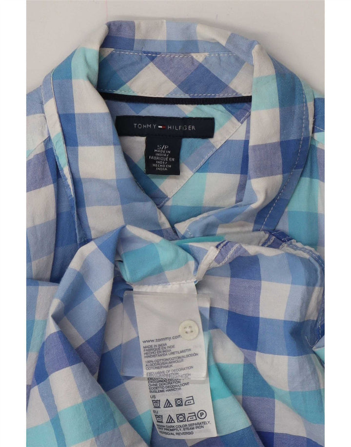 Tommy Hilfiger Womens Shirt UK 10 Small Blue Gingham Cotton