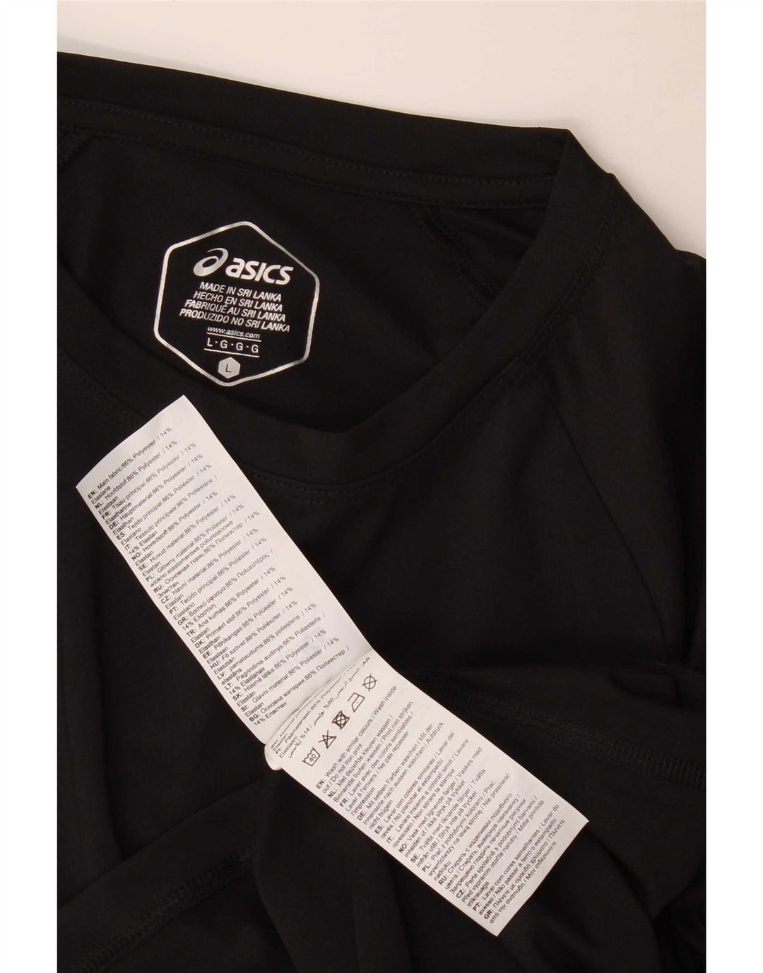 Asics Mens T-Shirt Top Large Black Polyester