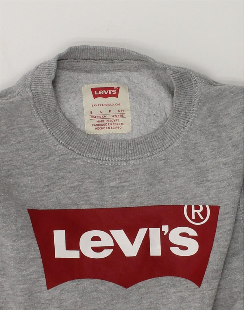 LEVI'S Boys Graphic Sweatshirt Jumper 4-5 Years Small Grey Cotton | Vintage Levi's | Thrift | Second-Hand Levi's | Used Clothing | Messina Hembry 