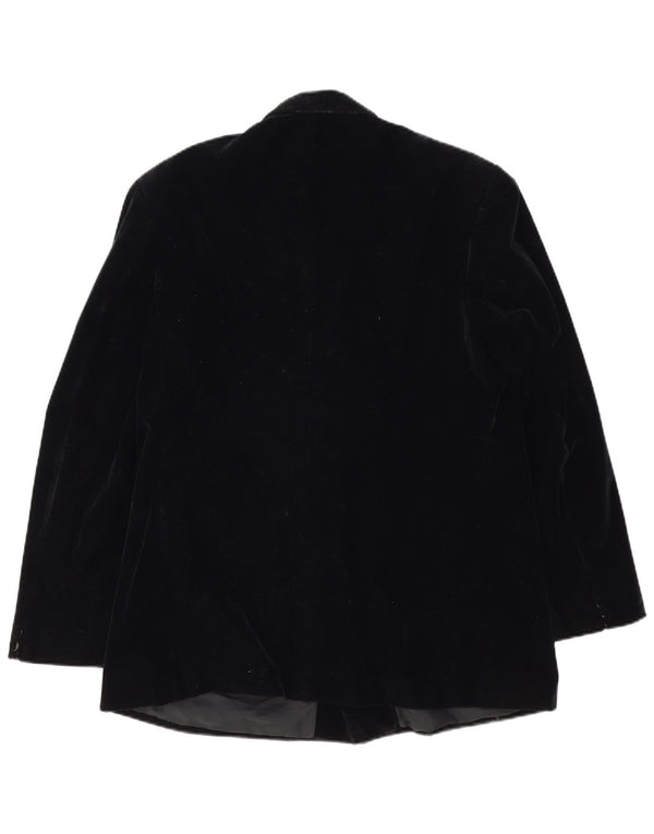 Vintage Mens Double Breasted Velvet Blazer Jacket UK 40 Large Black