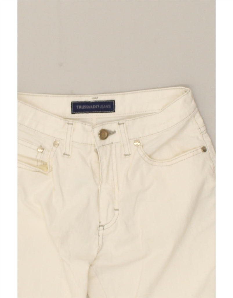 TRUSSARDI Womens Straight Jeans W24 L27  White Cotton | Vintage Trussardi | Thrift | Second-Hand Trussardi | Used Clothing | Messina Hembry 