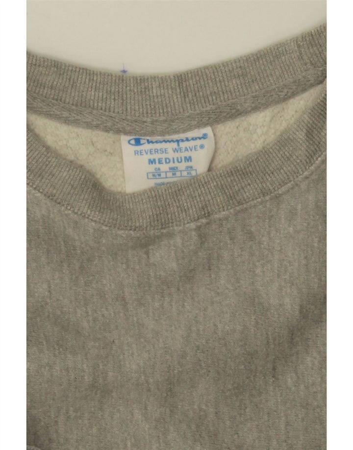 CHAMPION Womens Graphic Sweatshirt Jumper UK 14 Medium Grey Cotton Vintage Champion and Second-Hand Champion from Messina Hembry 