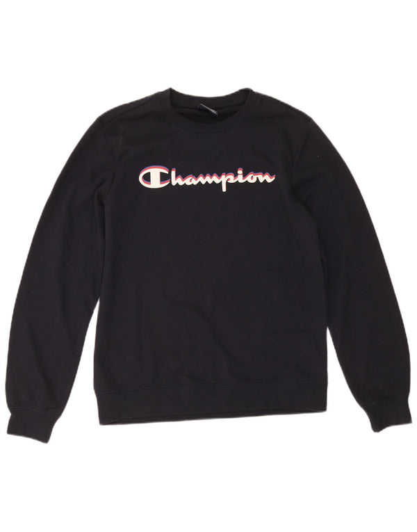 Champion Boys Graphic Sweatshirt Jumper 13-14 Years XL Navy Blue Cotton
