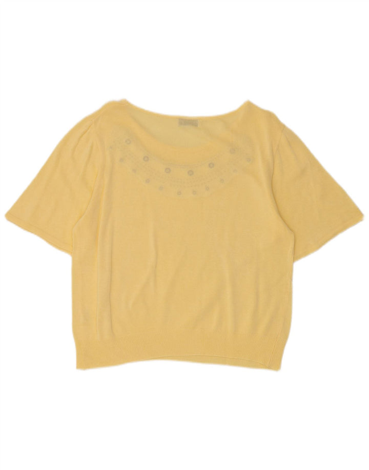 St. Georges Womens Boat Neck Jumper Sweater UK 12 Medium Yellow