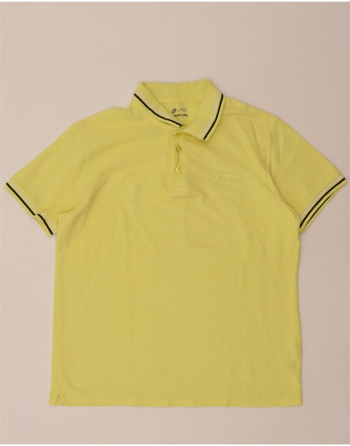 LOTTO Mens Life's Polo Shirt Medium Yellow Cotton Vintage Lotto and Second-Hand Lotto from Messina Hembry 