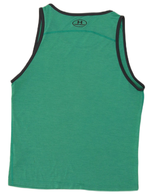 Under Armour Mens Heat Gear Vest Top Large Green Colourblock Polyester