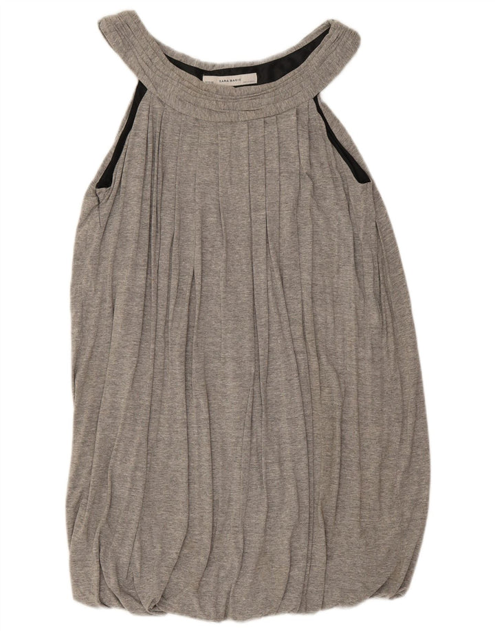 Zara Womens Sleeveless Bubble Dress UK 12 Medium Grey Viscose