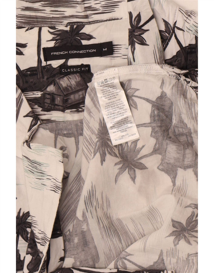 French Connection Mens Short Sleeve Classic Fit Shirt Medium White Hawaiian