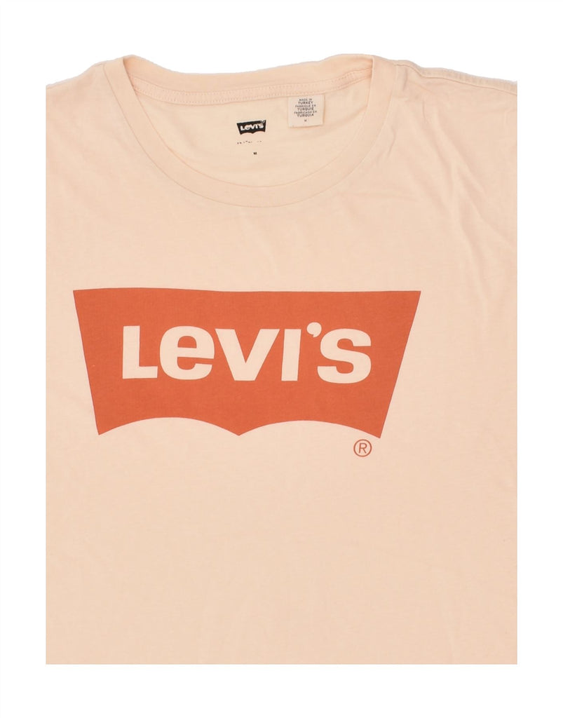 LEVI'S Womens Graphic T-Shirt Top UK 14 Medium Pink Cotton | Vintage Levi's | Thrift | Second-Hand Levi's | Used Clothing | Messina Hembry 