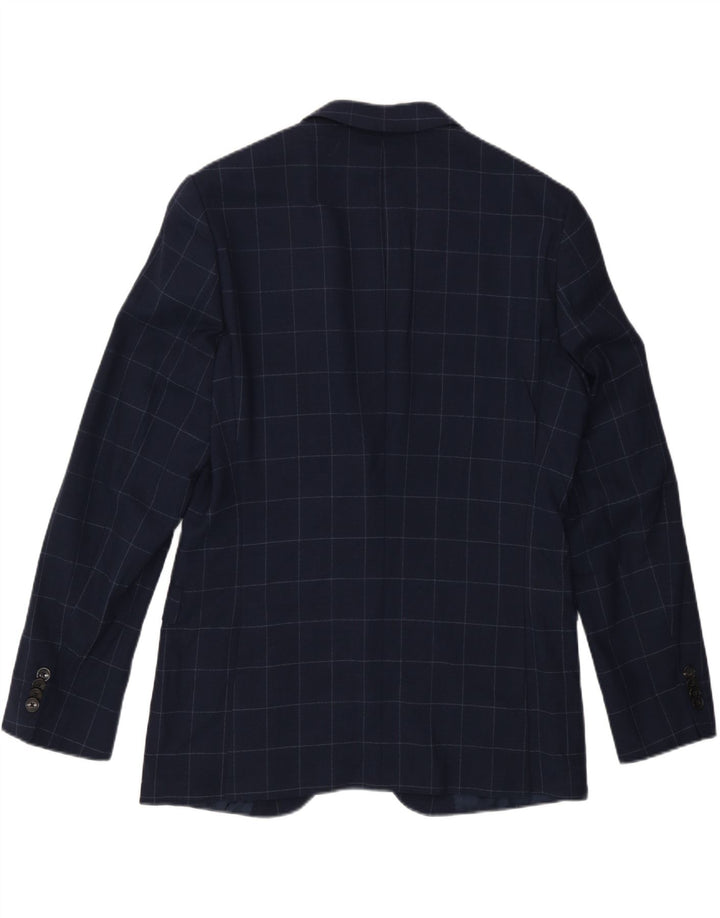 Hugo Boss Mens 2 Button Blazer Jacket EU 50 Large Navy Blue Check