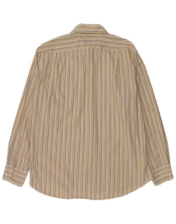 Hugo Boss Mens Shirt Size 41 16 Large Beige Striped Cotton