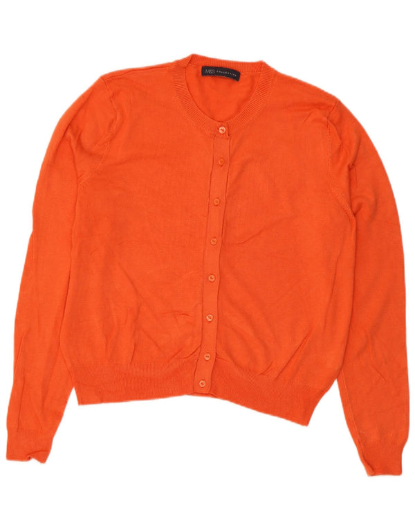 Marks & Spencer Womens Crop Cardigan Sweater UK 14 Medium Orange Viscose