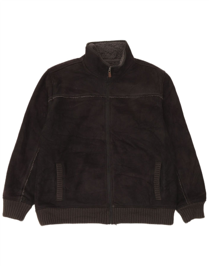 Marks & Spencer Mens Sherpa Fleece Jacket UK 40 Large Black Polyester