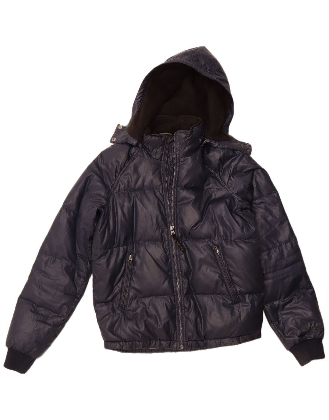 Sisley Mens Hooded Padded Jacket UK 36 Small Navy Blue