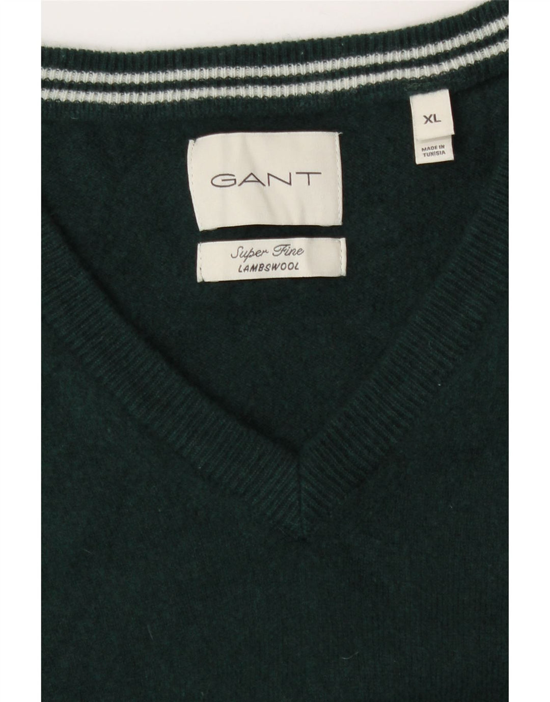 Gant Boys V-Neck Jumper Sweater 15-16 Years XL Green Lambswool