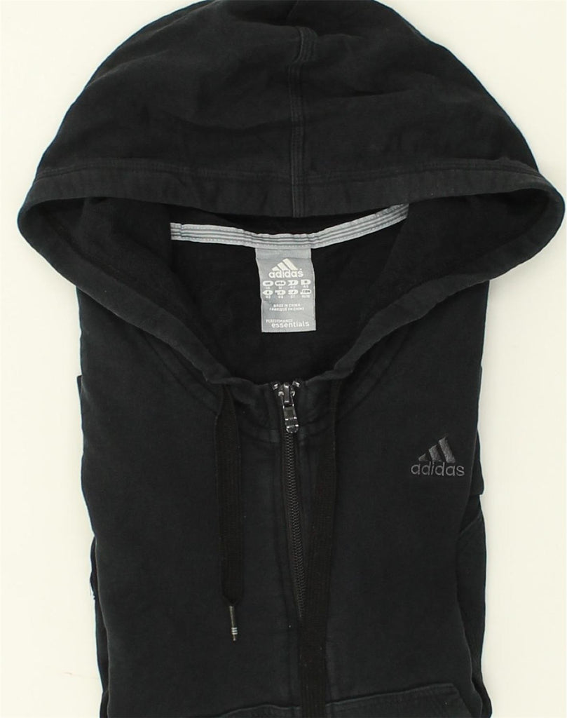 ADIDAS Womens Zip Hoodie Sweater UK 14 Large Black Cotton | Vintage Adidas | Thrift | Second-Hand Adidas | Used Clothing | Messina Hembry 