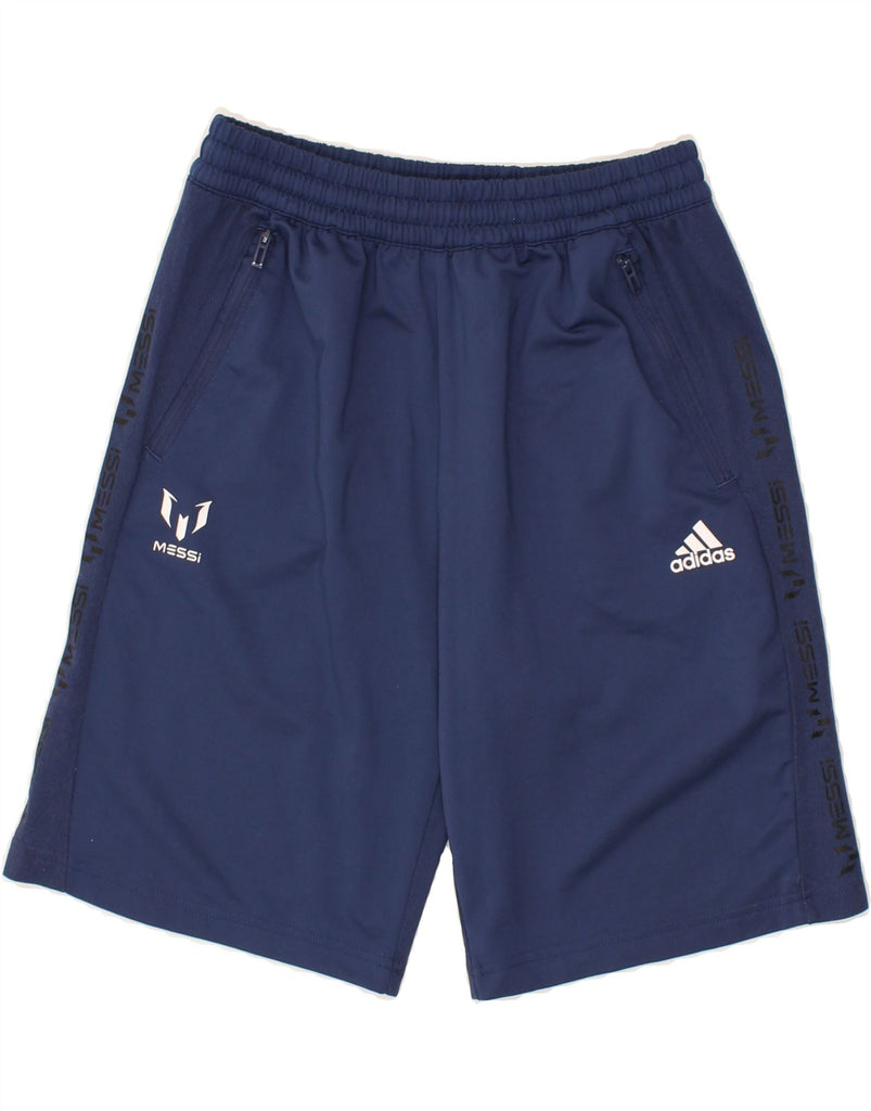 ADIDAS Boys Graphic Sport Shorts 13-14 Years Navy Blue Polyester | Vintage Adidas | Thrift | Second-Hand Adidas | Used Clothing | Messina Hembry 