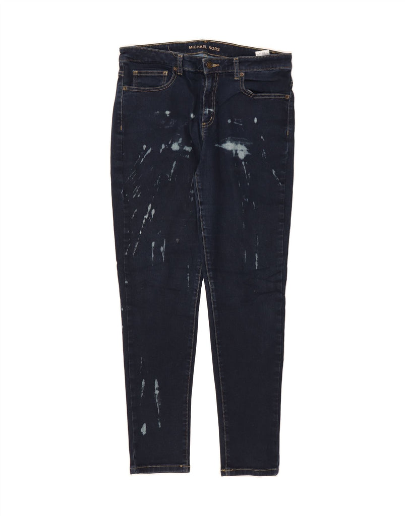 MICHAEL KORS Womens High Waist Skinny Jeans US 12 Large W30 L29 Navy Blue Vintage Michael Kors and Second-Hand Michael Kors from Messina Hembry 