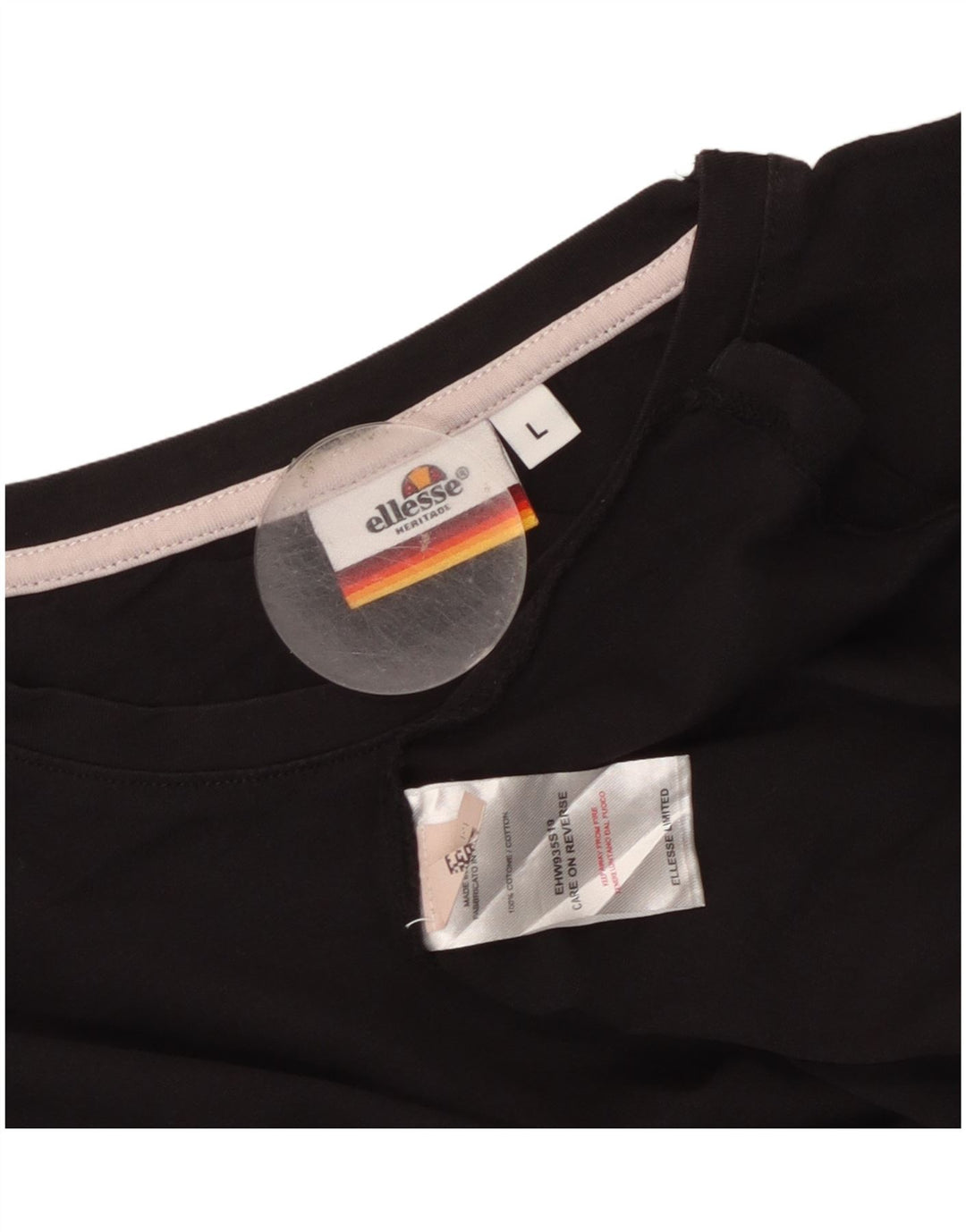 ELLESSE Womens Heritage T-Shirt Top UK 14 Large Black Cotton