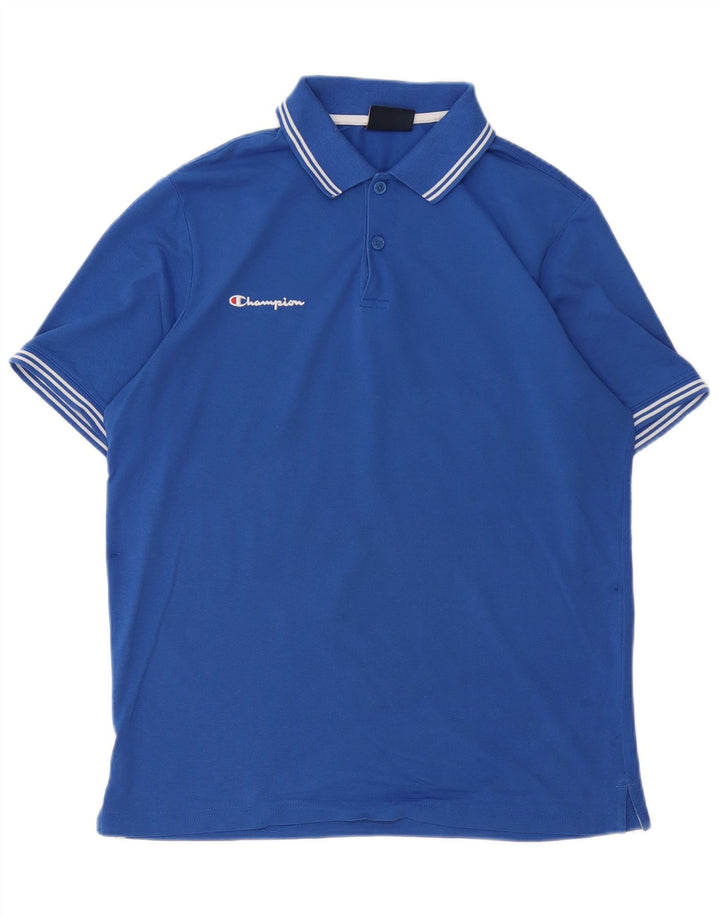 Champion Mens Graphic Polo Shirt Large Blue