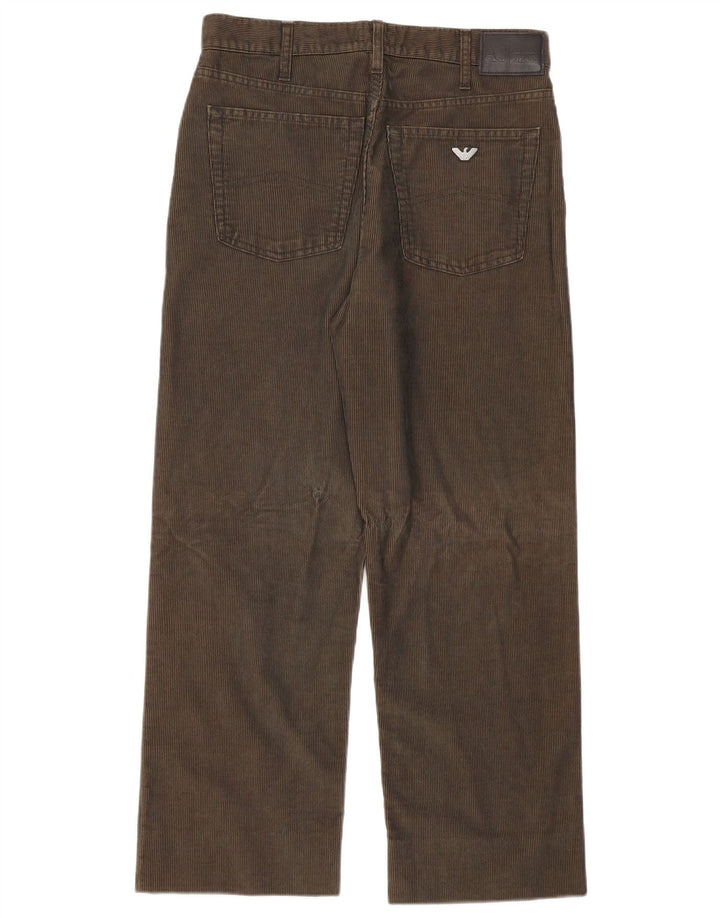 Armani Womens Straight Corduroy Trousers W34 L28 Khaki Polyester