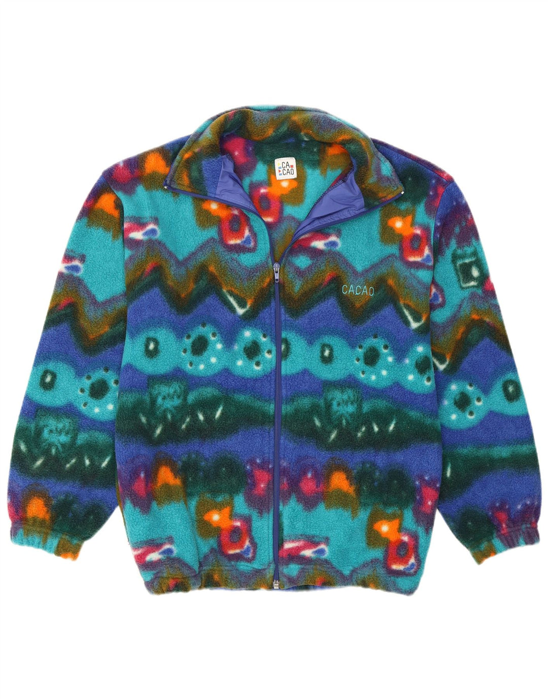 Cacao Mens Fleece Jacket IT 46 Small Multicoloured Geometric Polyester