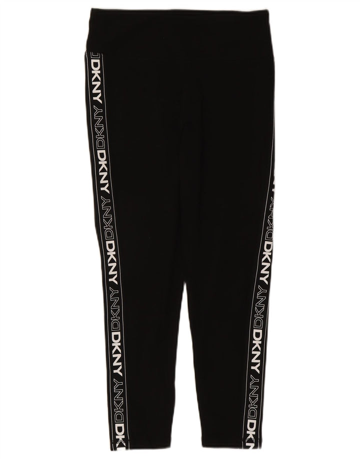 Dkny Womens Graphic Crop Leggings UK 12 Medium  Black Cotton
