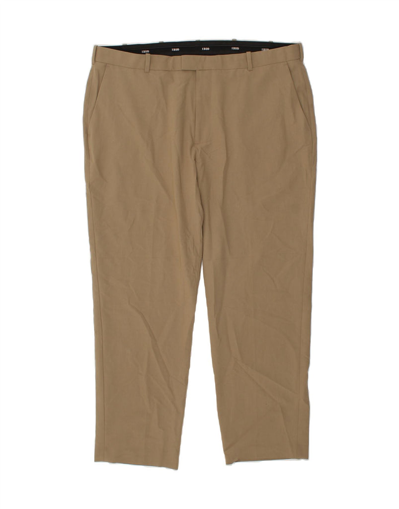 IZOD Mens Straight Chino Trousers W40 L30  Brown Polyester Vintage Izod and Second-Hand Izod from Messina Hembry 
