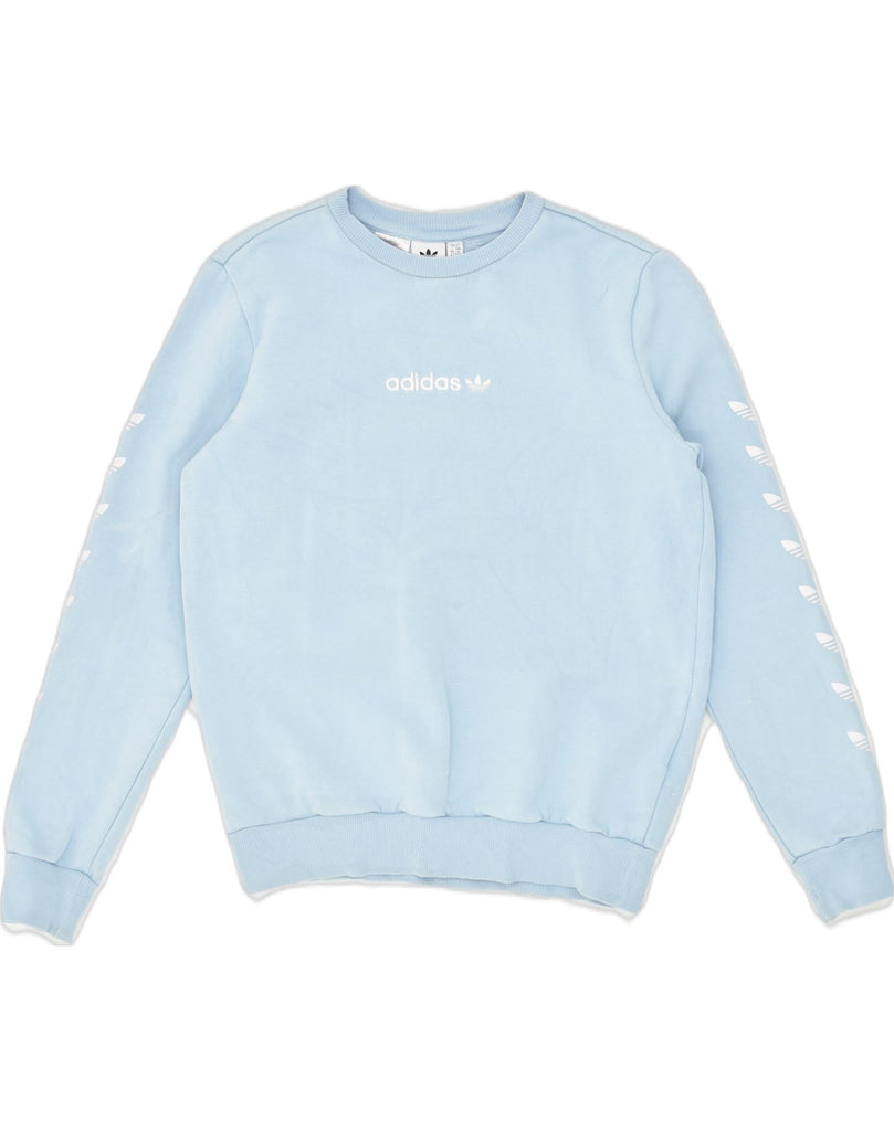 ADIDAS Boys Sweatshirt Jumper 13-14 Years Blue Cotton | Vintage Adidas | Thrift | Second-Hand Adidas | Used Clothing | Messina Hembry 