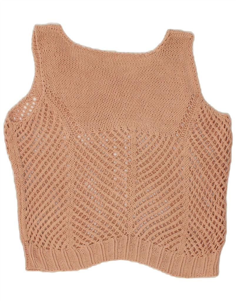 VINTAGE Womens Crochet Vest Tank Top UK 16 Large Beige | Vintage Vintage | Thrift | Second-Hand Vintage | Used Clothing | Messina Hembry 