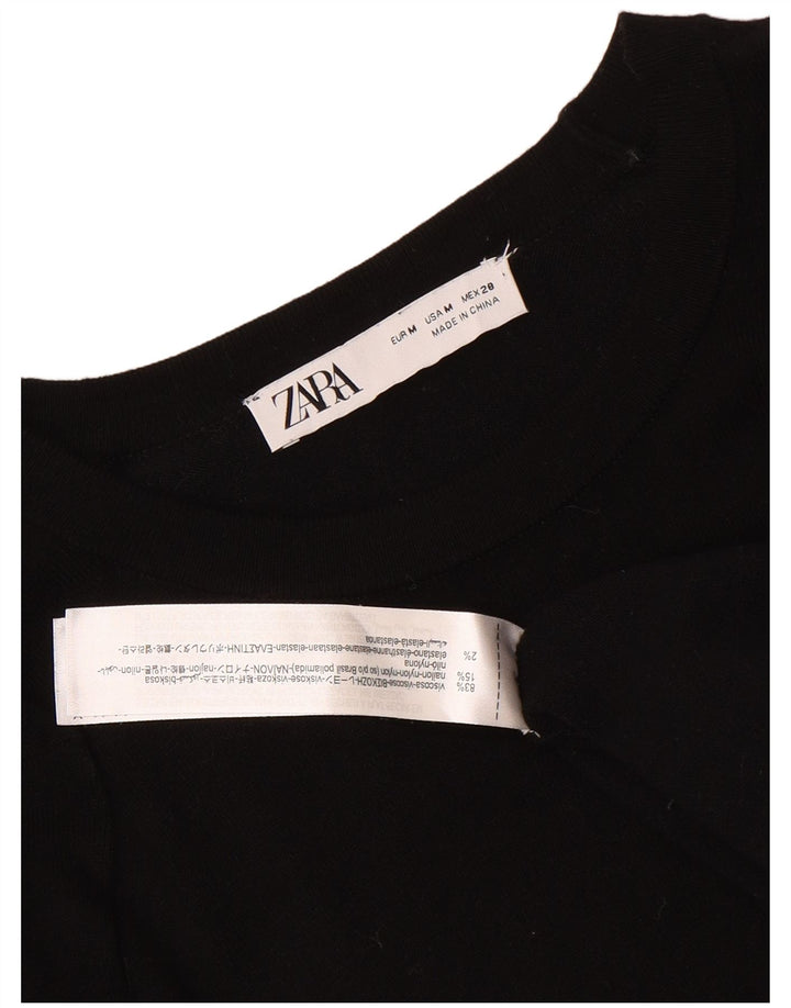 Zara Womens Boat Neck Jumper Sweater UK 12 Medium Black Viscose