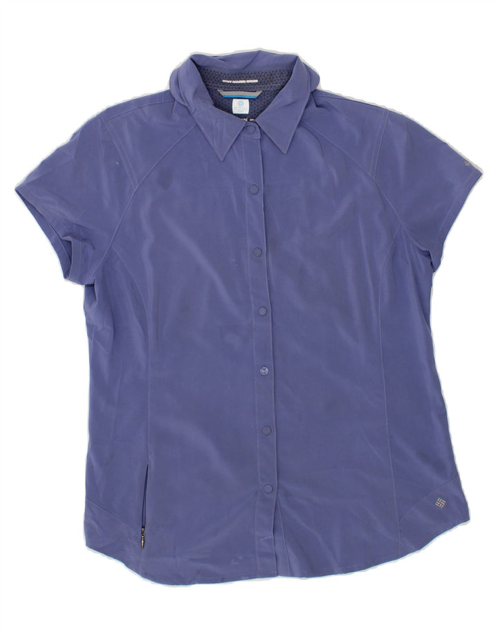 COLUMBIA Womens Omni-Wick Short Sleeve Shirt Large Navy Blue Polyester Vintage Columbia and Second-Hand Columbia from Messina Hembry 