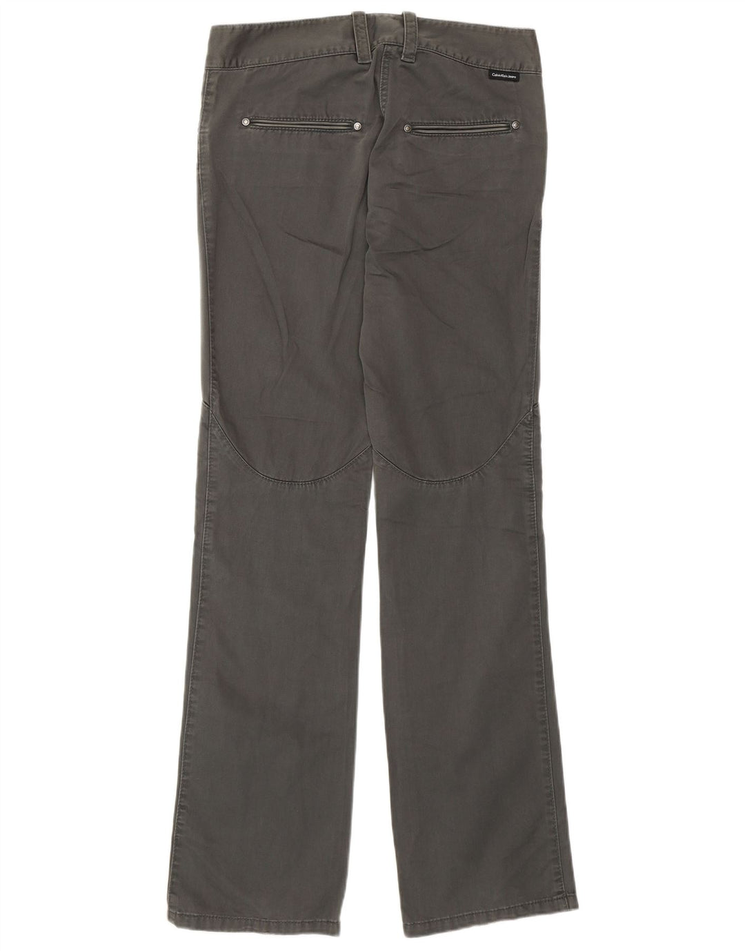 CALVIN KLEIN Womens Straight Casual Trousers W27 L34 Grey Cotton