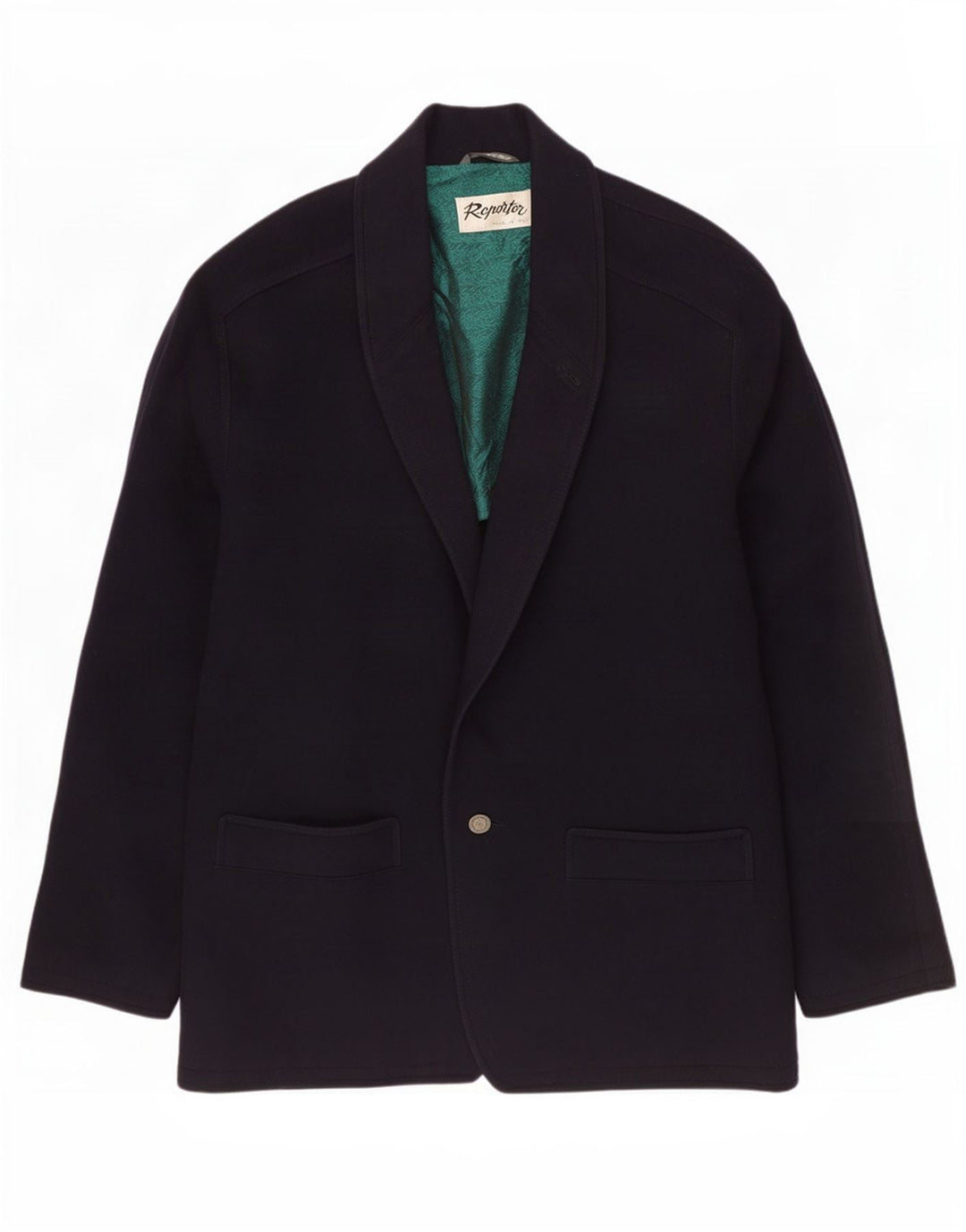 Reporter Mens 1 Button Blazer Jacket IT 56 3XL Navy Blue Cashmere