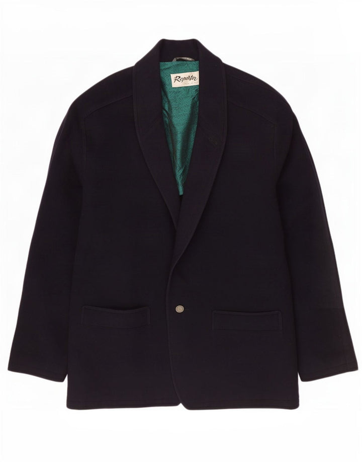 Reporter Mens 1 Button Blazer Jacket IT 56 3XL Navy Blue Cashmere