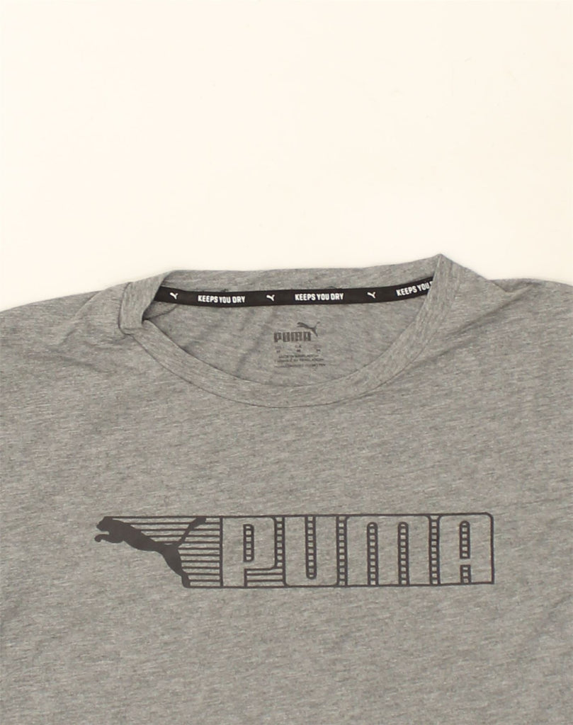 PUMA Mens Graphic T-Shirt Top Medium Grey Cotton | Vintage Puma | Thrift | Second-Hand Puma | Used Clothing | Messina Hembry 