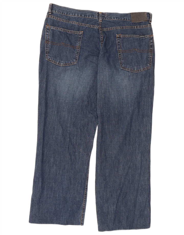 WAMPUM Mens Straight Jeans W36 L27 Blue Cotton